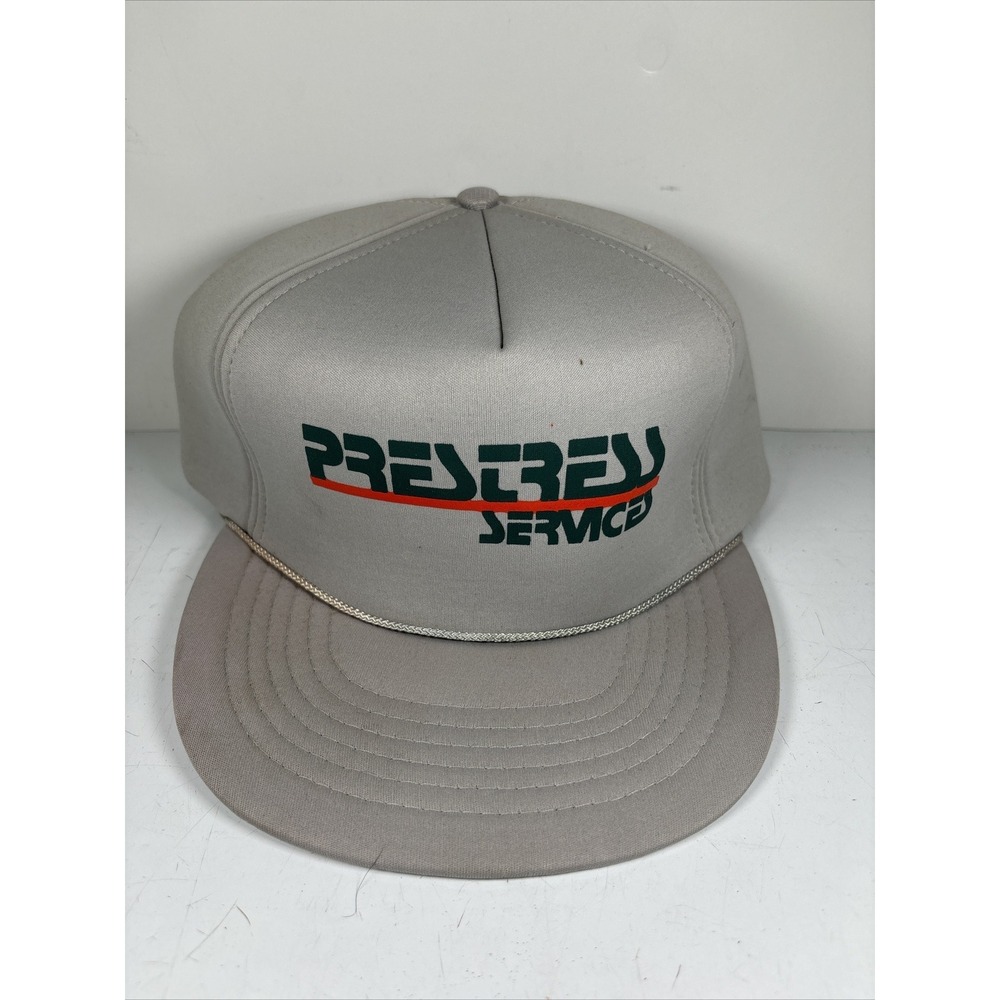 Vintage Prescress Construction Snapback Hat Workwear Cap Local Gray Foam Rope‎